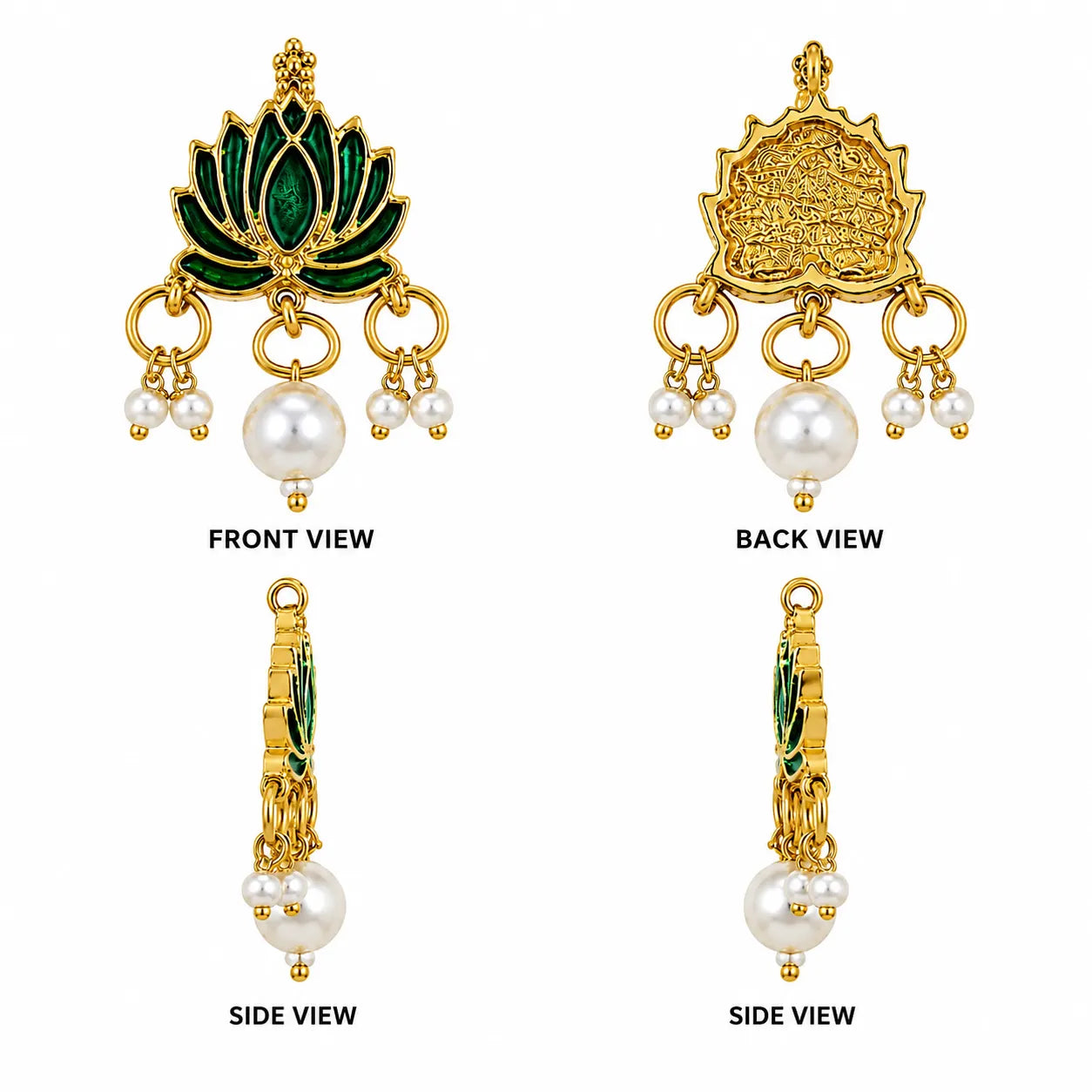 Green Lotus Kundan Charm (1 Piece) for Jewellery Making, Rakhi, Bracelet, Necklace & Earring Making
