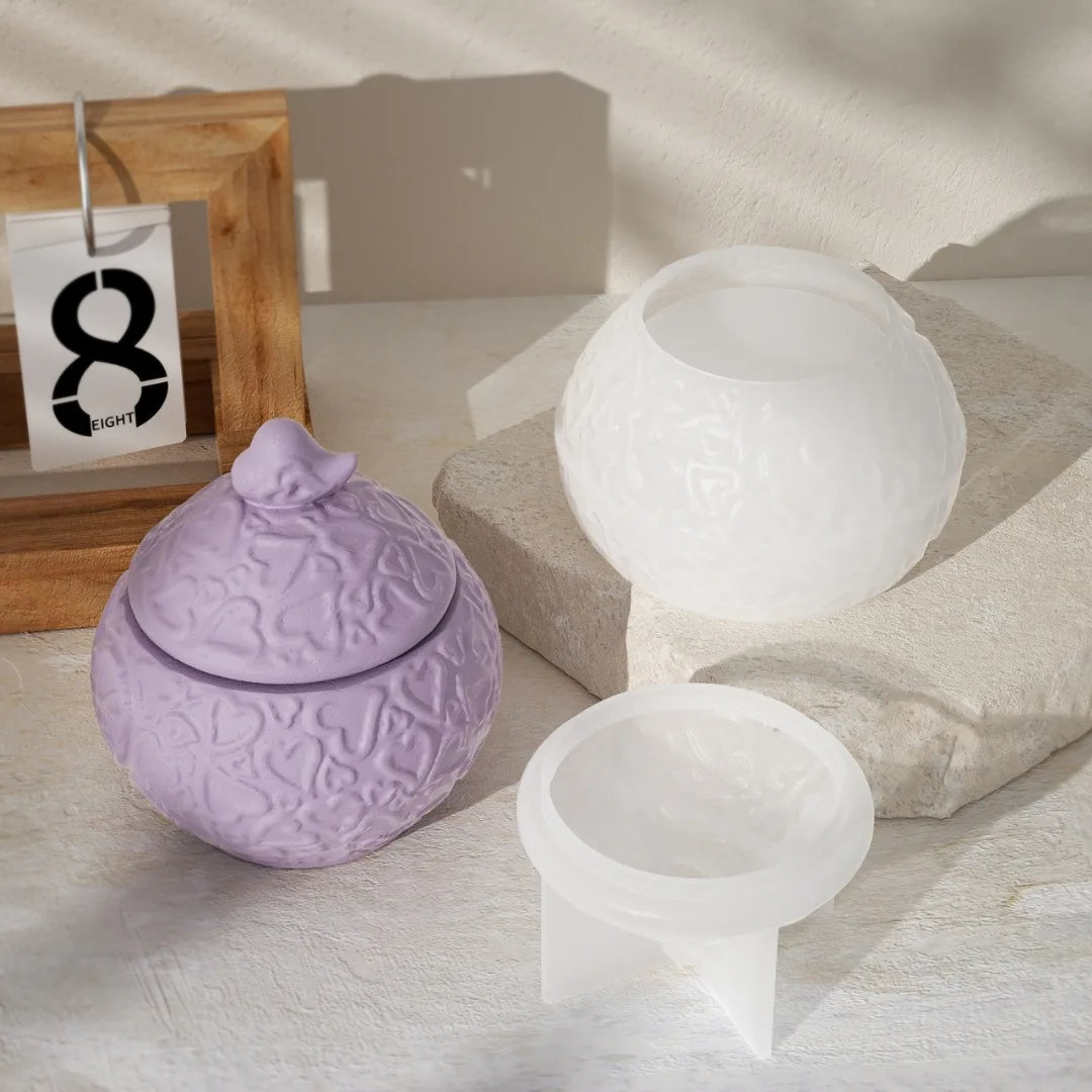 Heart Pattern Storage Box Mould Set for Resin & Jesmonite