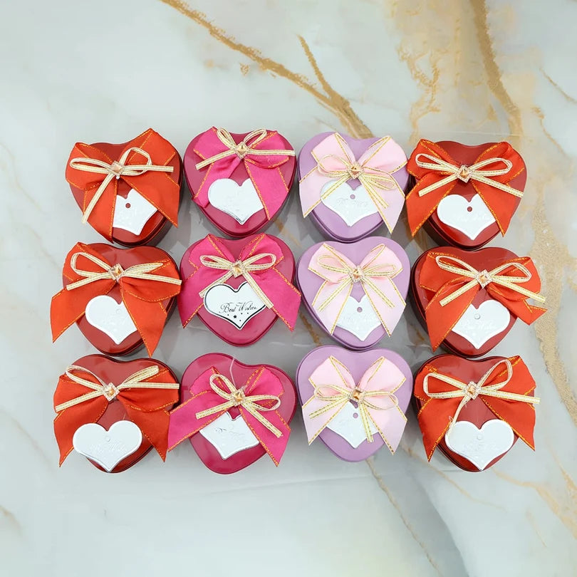 Heart Shape Best Wishes Empty Tin Jar – 1 Piece (Random Colour Only) Size - 7*7*3.5 Cm