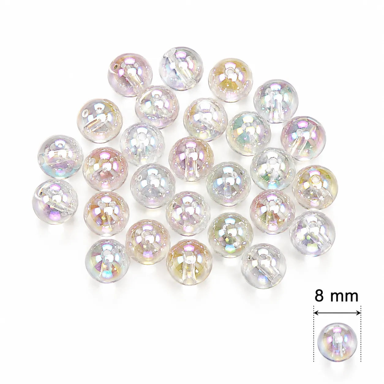 Holographic Beads (10 Gram) (8 mm) for Jewellery Making, Rakhi, Bracelet