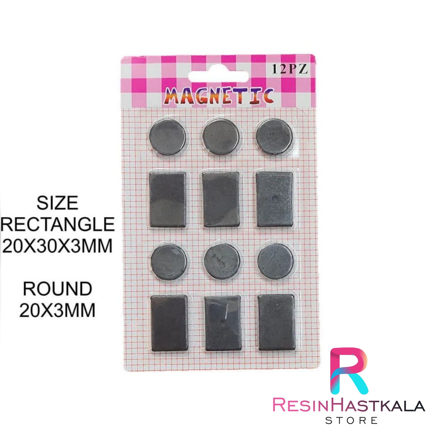 12 Piece Magnet (6 Round And Rectangle)