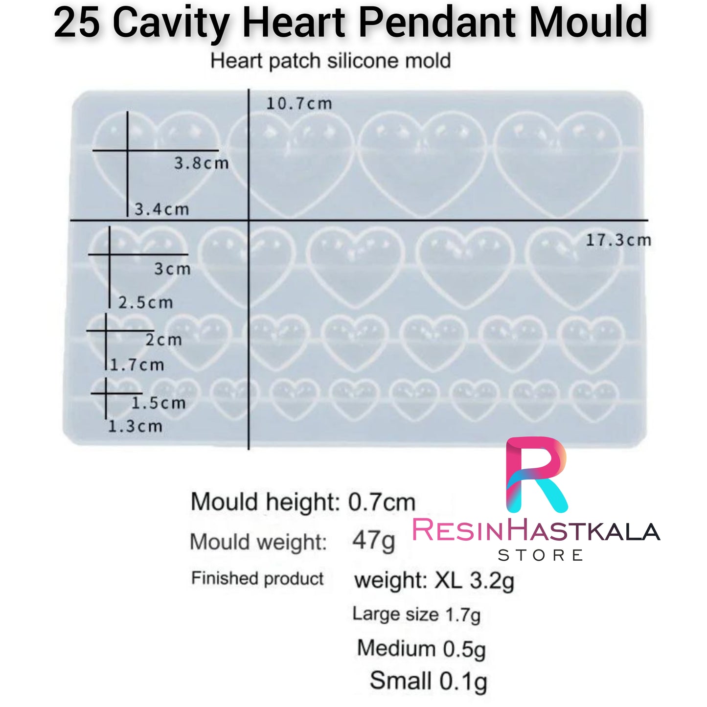 25 Cavity Heart Pendant Mould