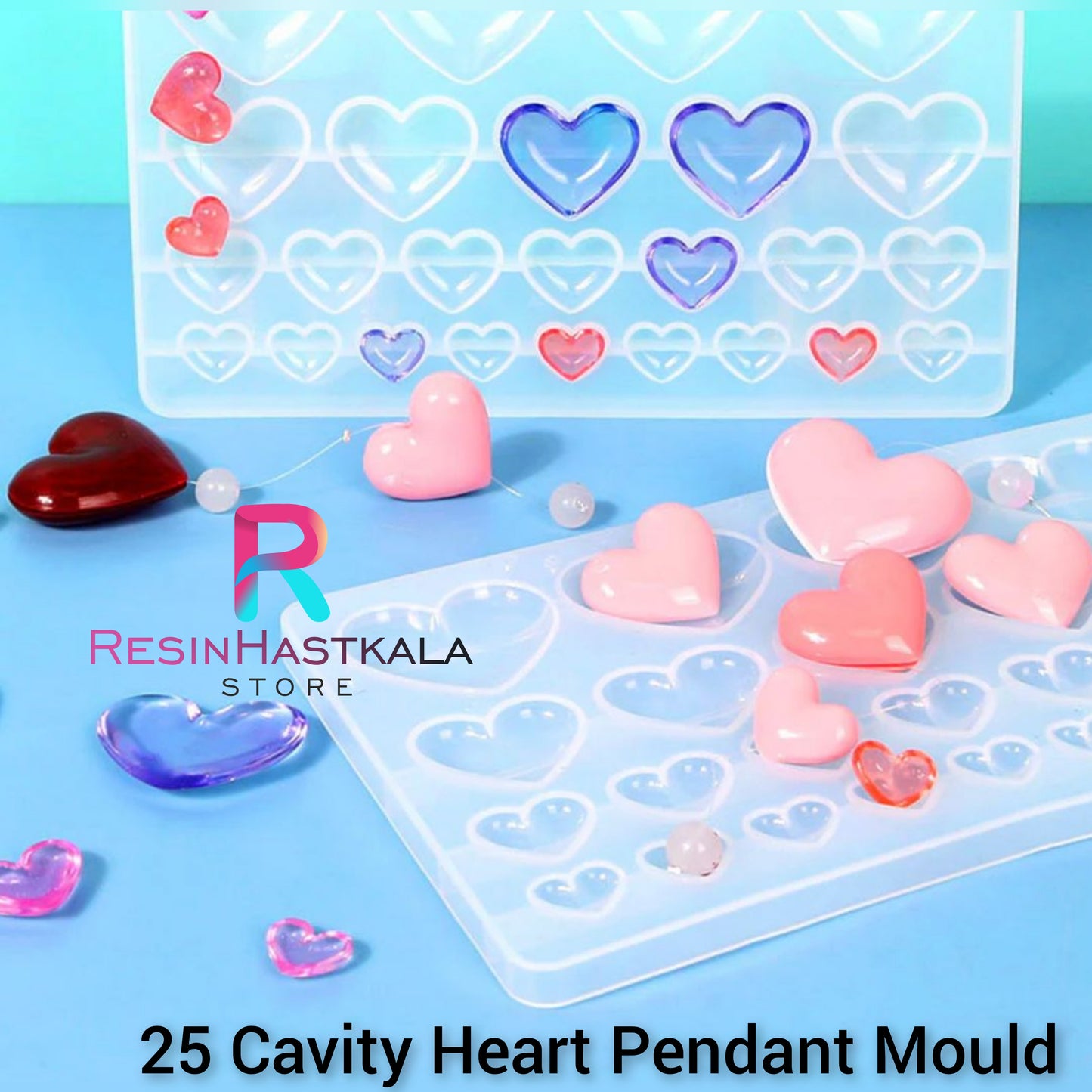 25 Cavity Heart Pendant Mould