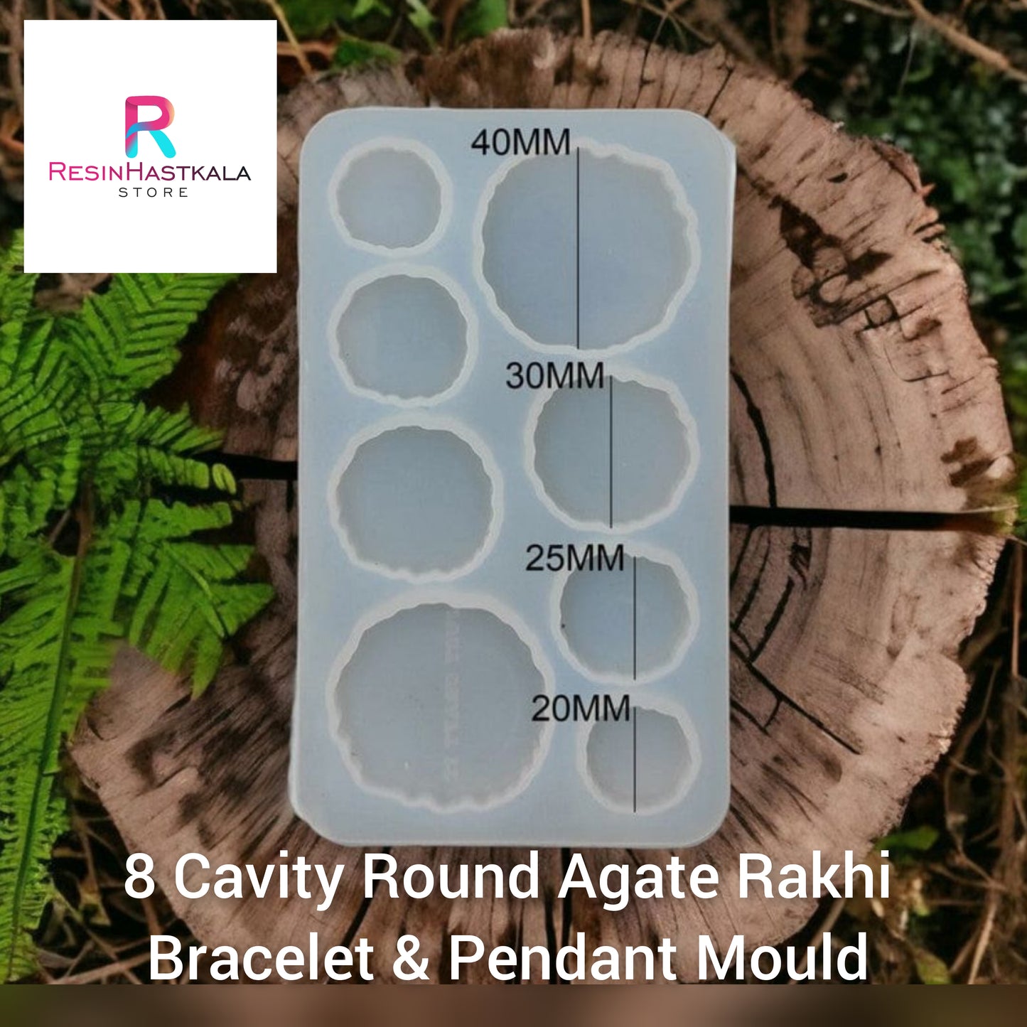 8 Cavity Round Agate Rakhi,Bracelet & Pendant Mould