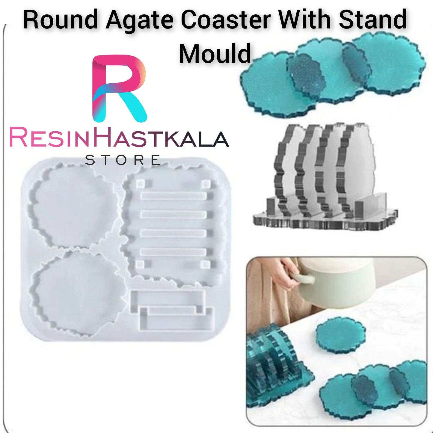 Round Agate Coaster With Stand Mould