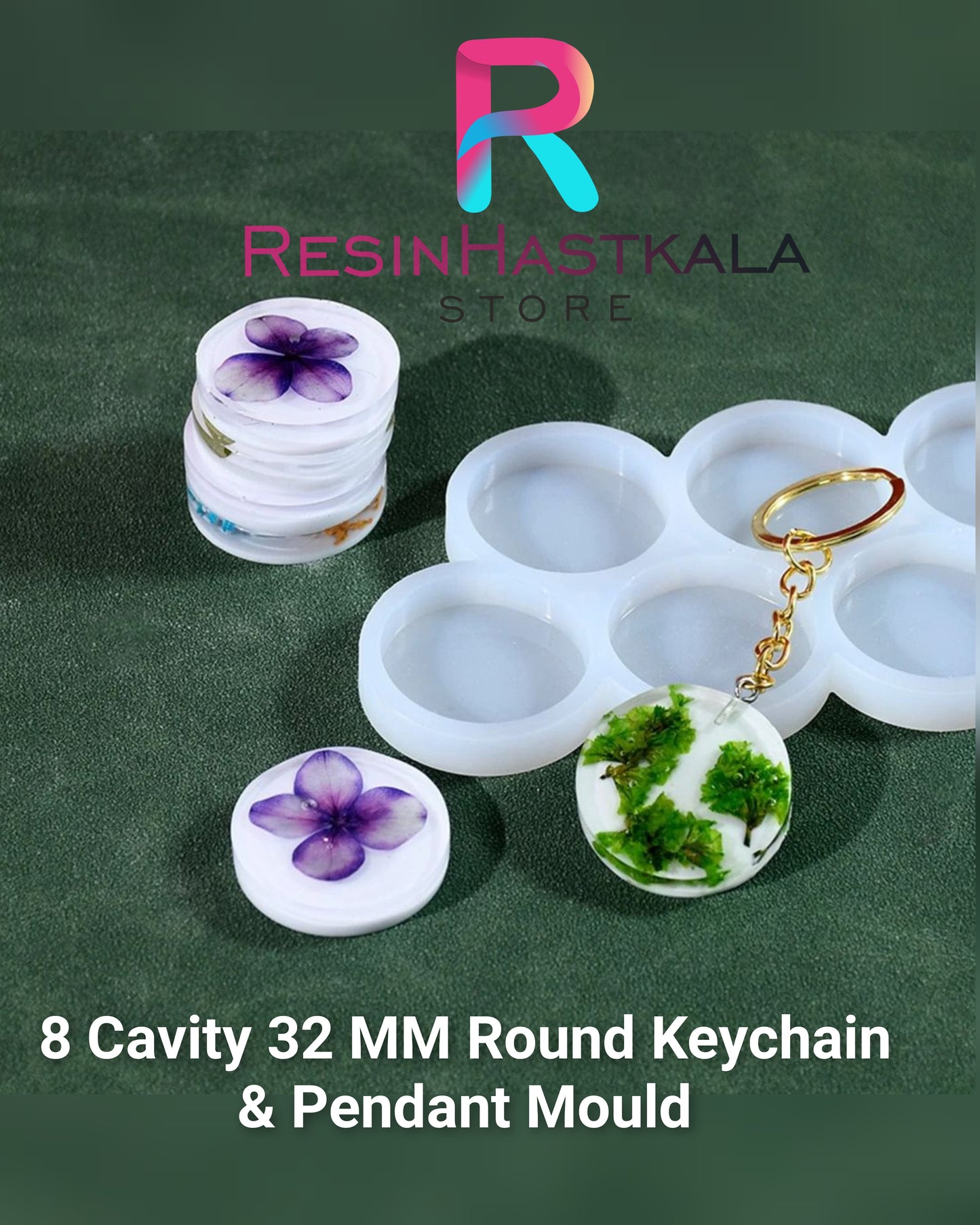 8 Cavity 32 MM Round Keychain & Pendant Mould