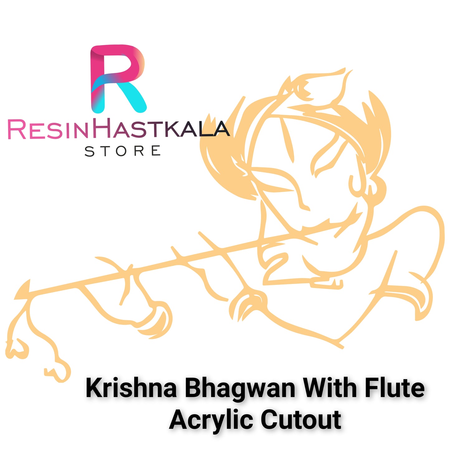 Krishna Bhagwan With Flute Acrylic Cutout (3 Inch)