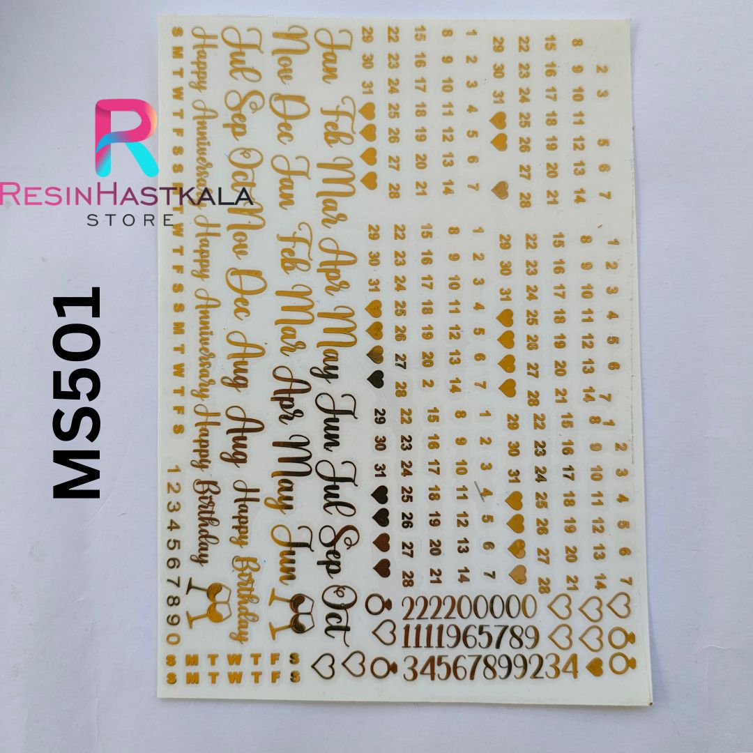 A5 Size Calendar Metalic Sticker Sheet (MS501)