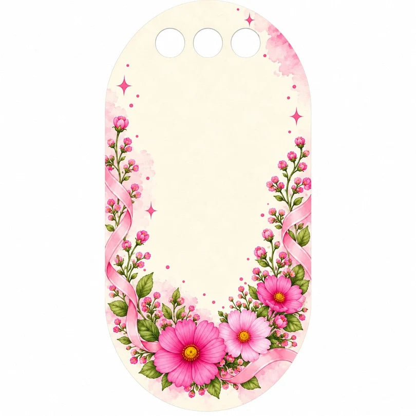 Magical Blossom Garden Printed Flower Card with Triple Hanging Holes – 26 × 14 cm Approx.