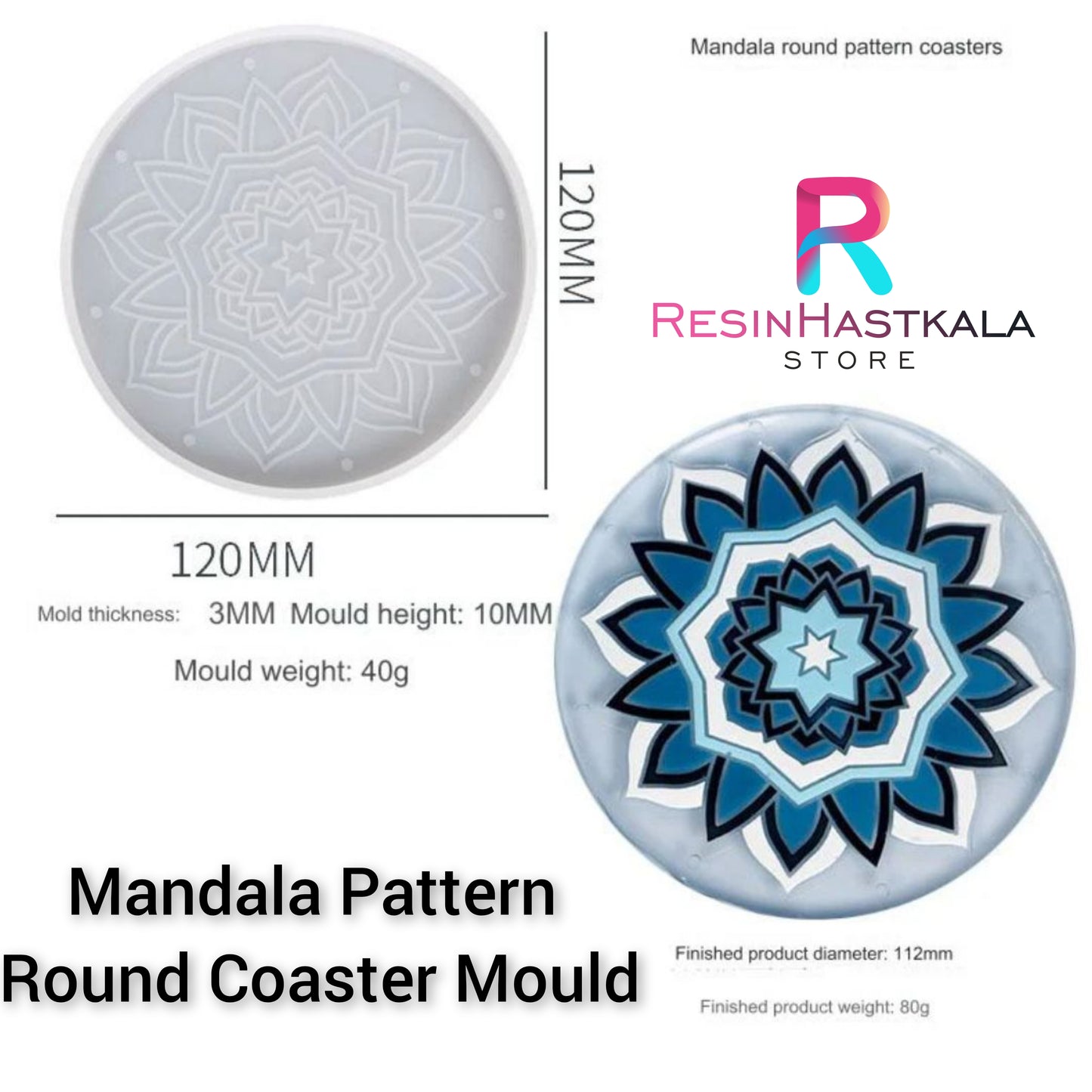 Mandala Pattern Round Coaster Mould B