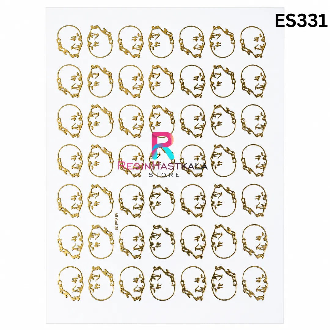 Mantra & God Bhagwan Golden Embossed Sticker – A5 Size (ES331)