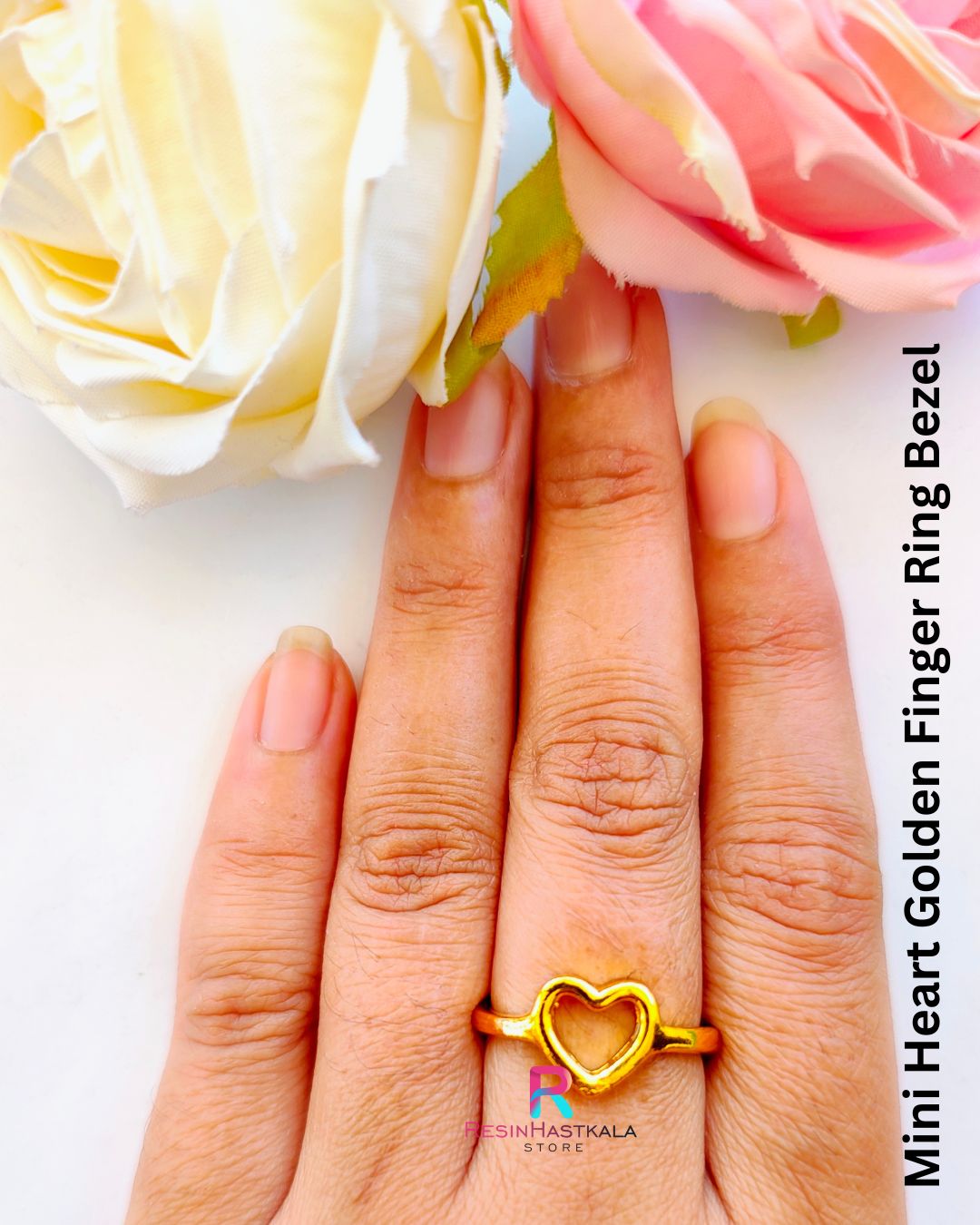 Mini Heart Golden Finger Ring Bezel