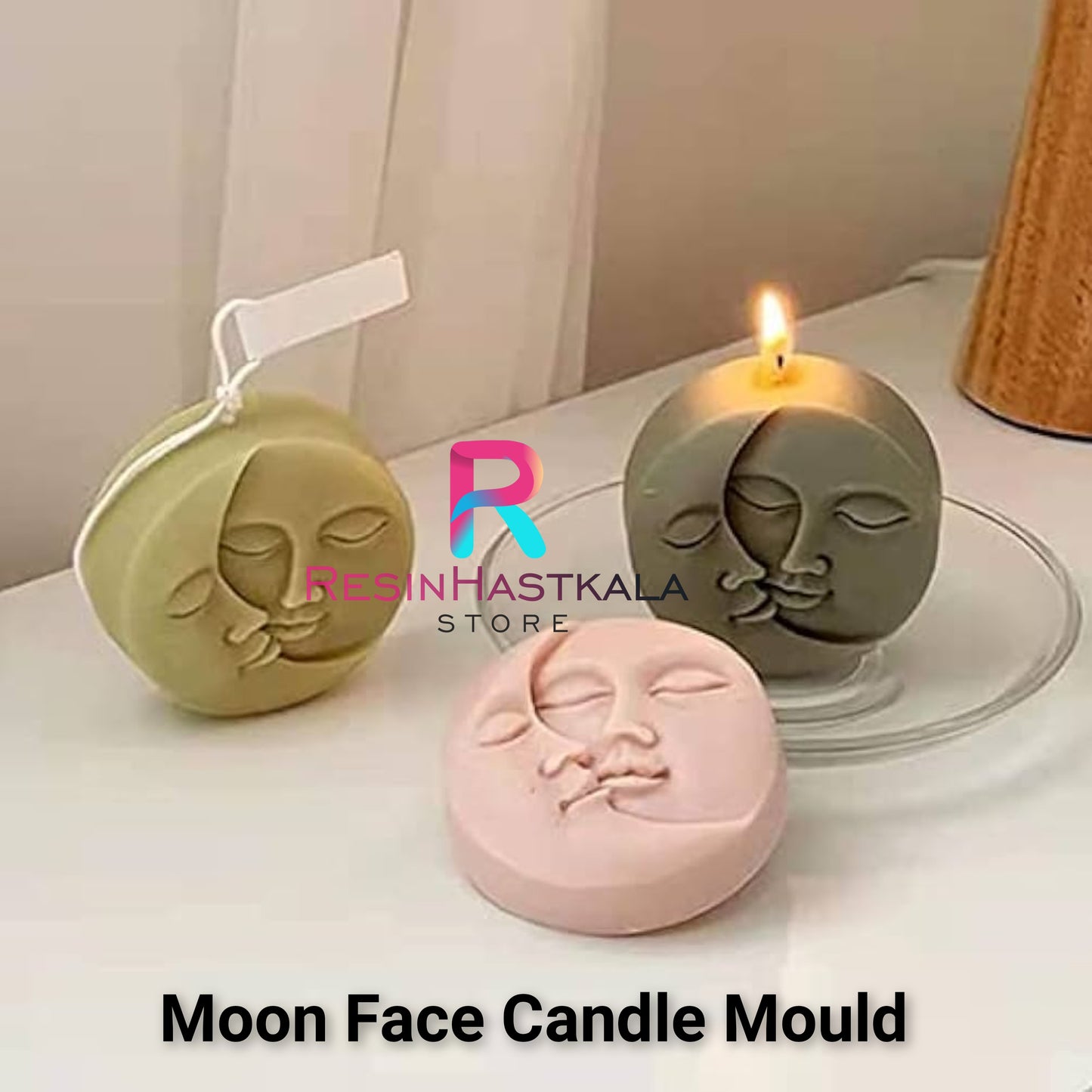 Moon Face Candle Mould