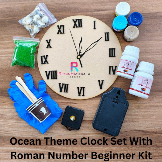 Ocean Theme Clock Set With Roman Number Beginner Kit