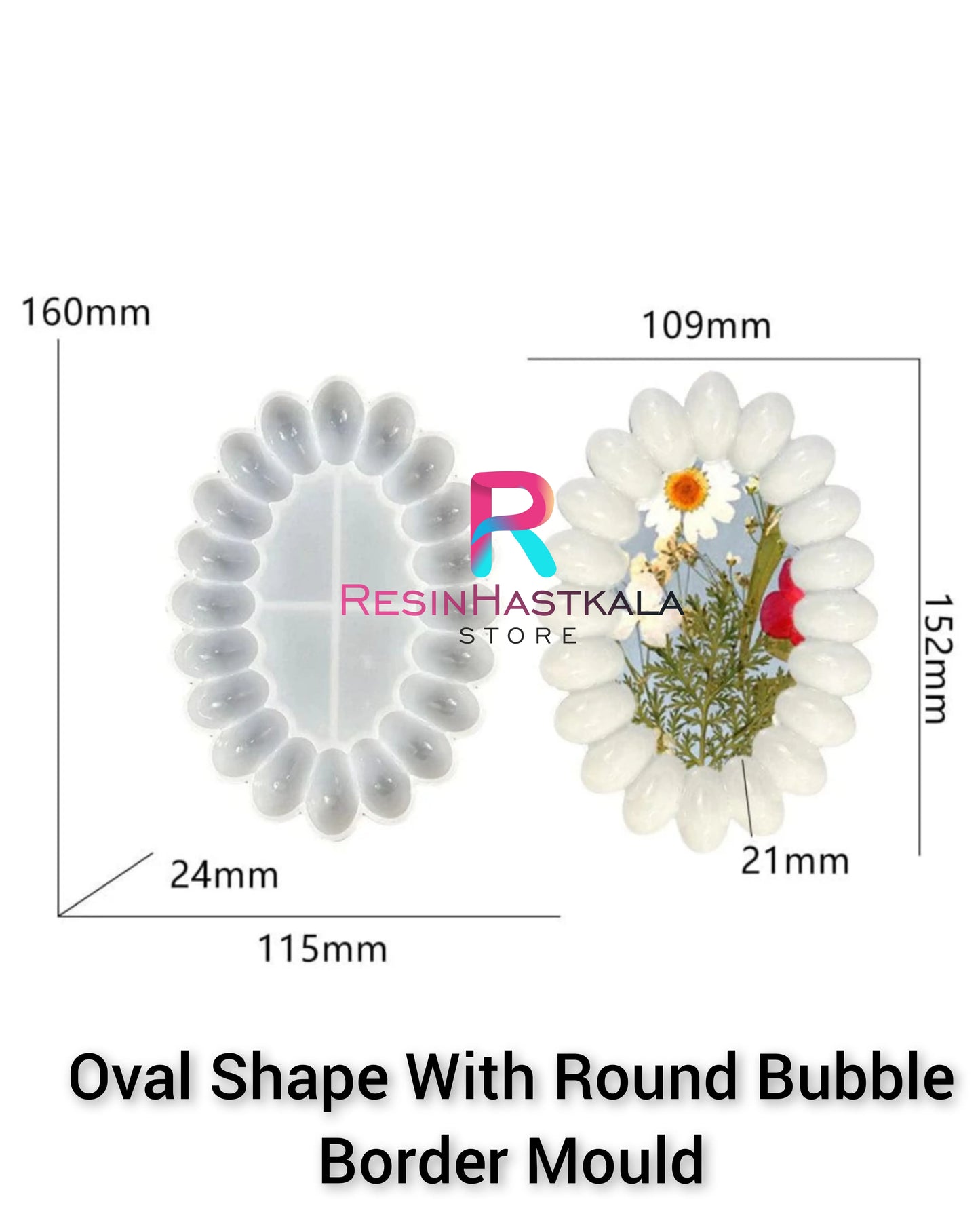 Oval Shape With Round Bubble Border Tray Mould