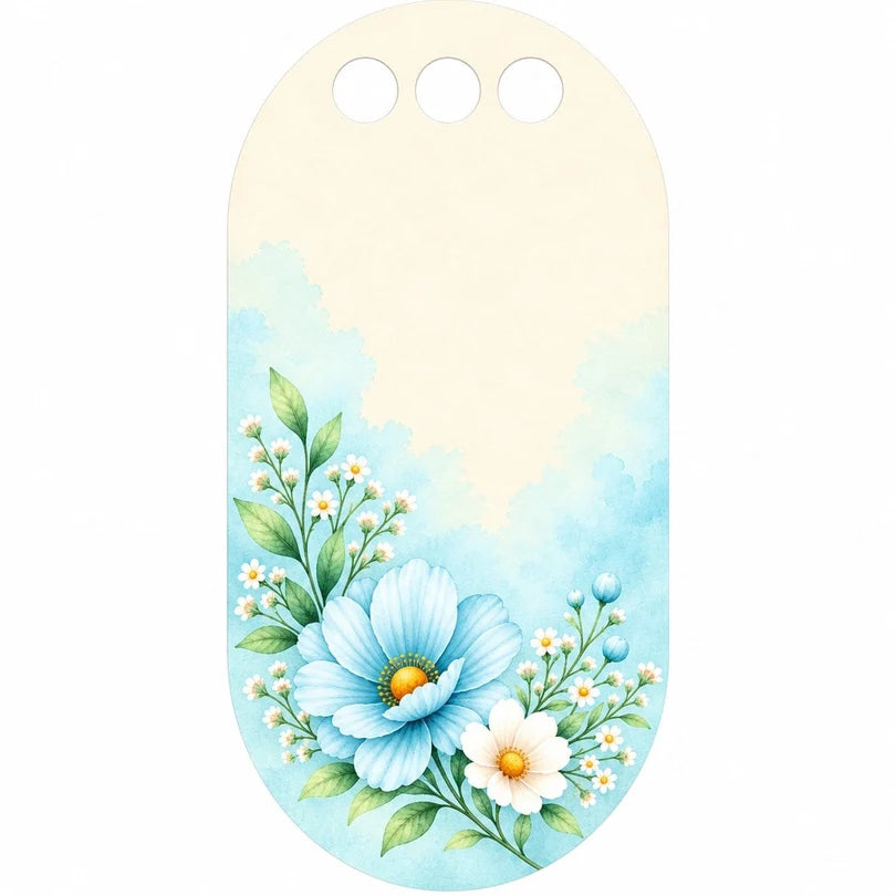 Pastel Daisy Garden Printed Flower Card with Triple Hanging Holes โ 26 ร 14 cm Approx.