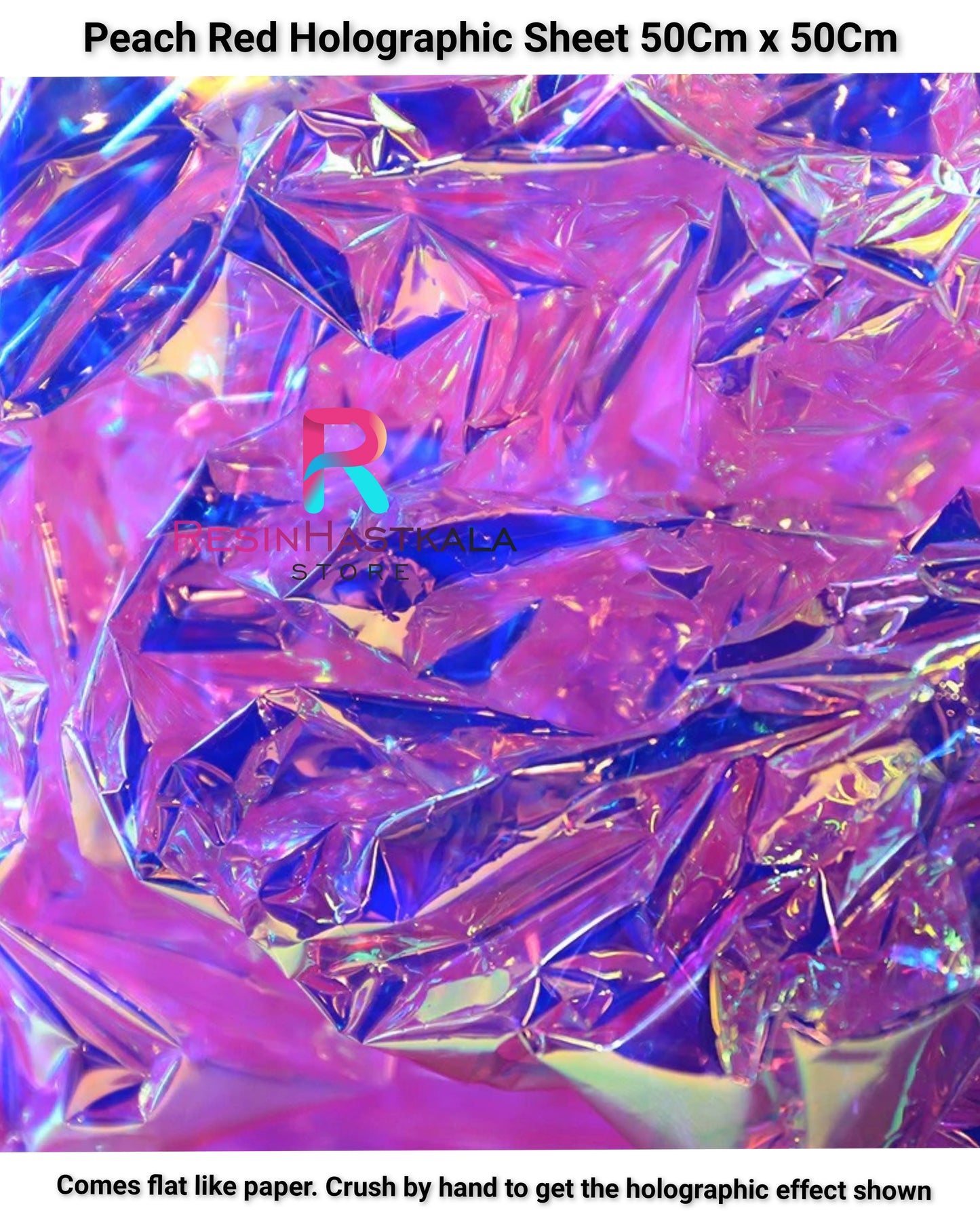 Peach Red Holographic Sheet 50 Cm x 50 Cm