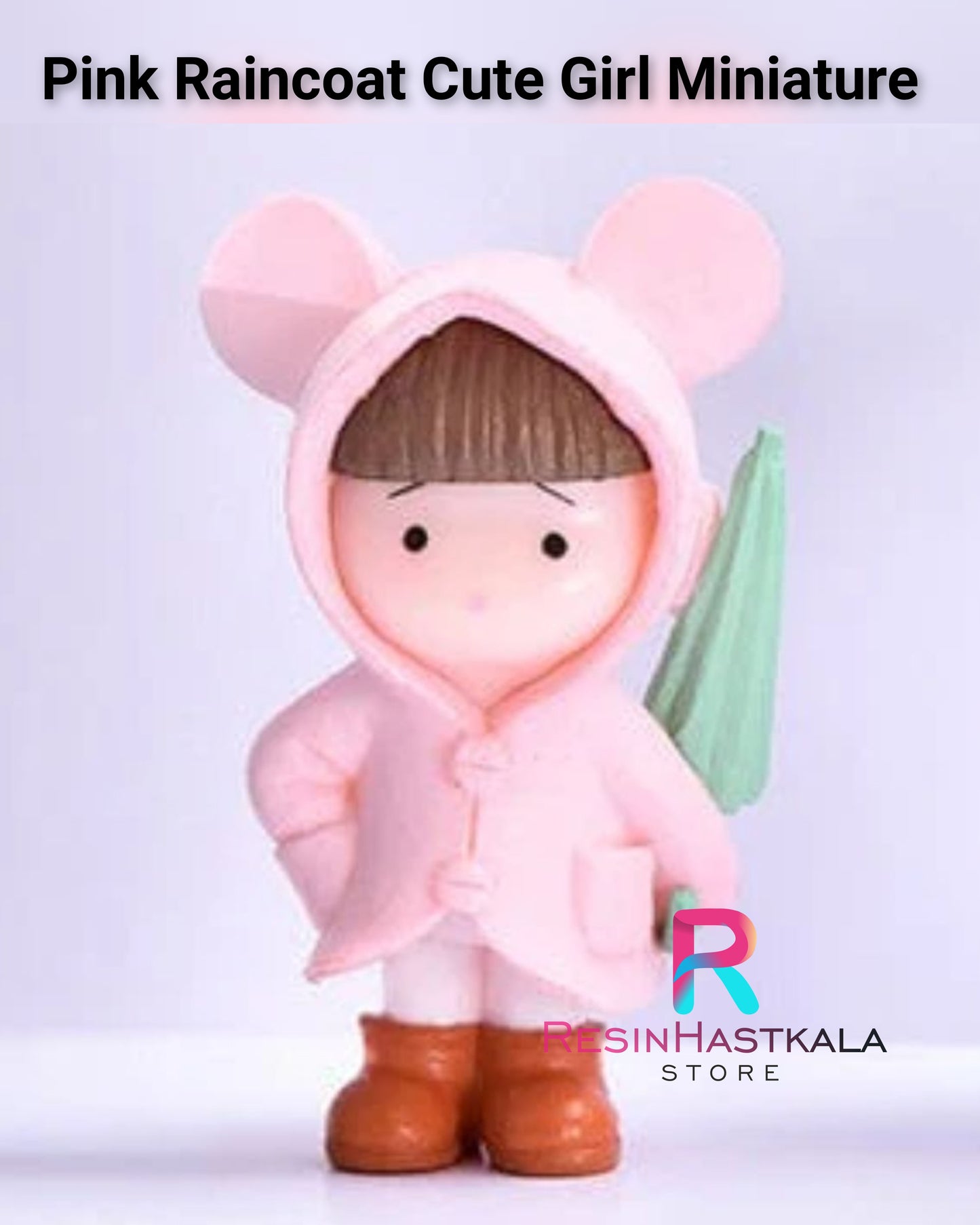 Pink Raincoat Cute Girl Miniature