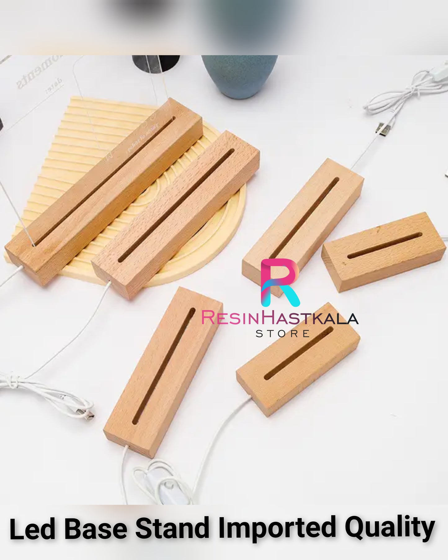 4 Inch Premium Wooden Led Base Stand (Imported Quality)