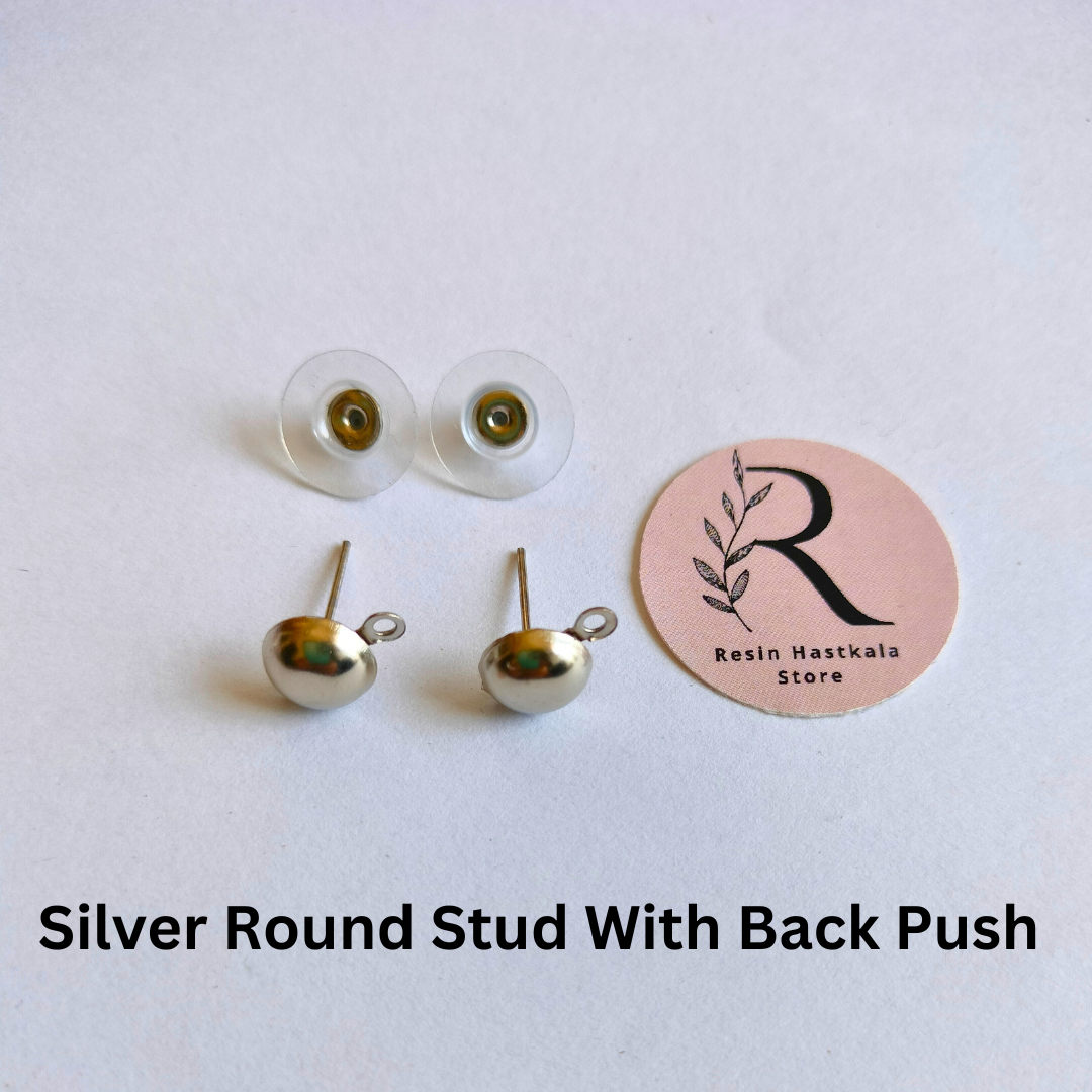 Round Ear Stud With Back Push (24 Pair)