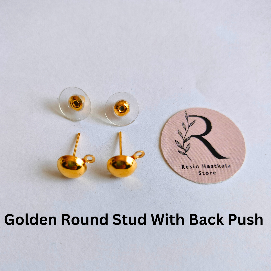 Round Ear Stud With Back Push (24 Pair)