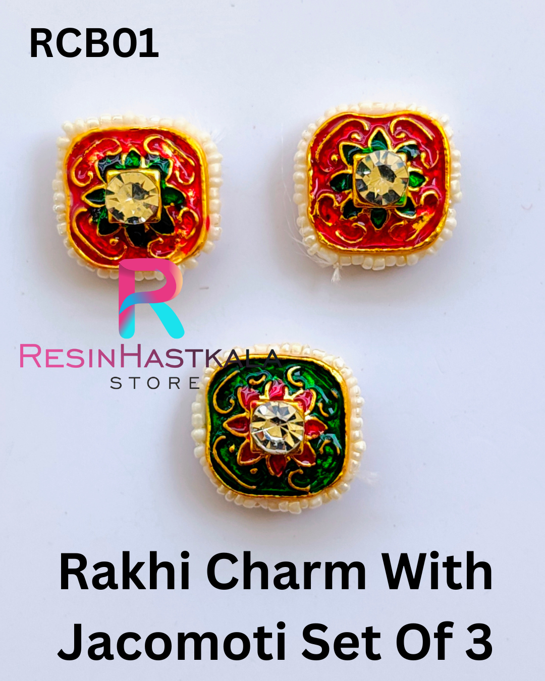 Rakhi Charm With Jacomoti Set Of 3 (RCB01)