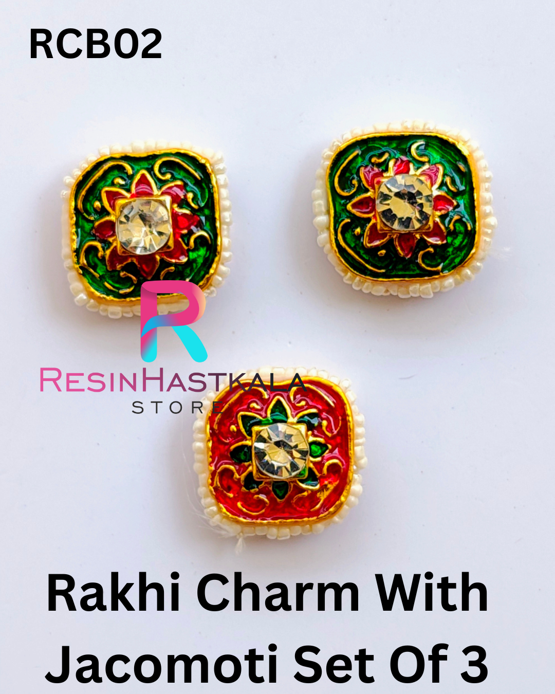 Rakhi Charm With Jacomoti Set Of 3 (RCB02)
