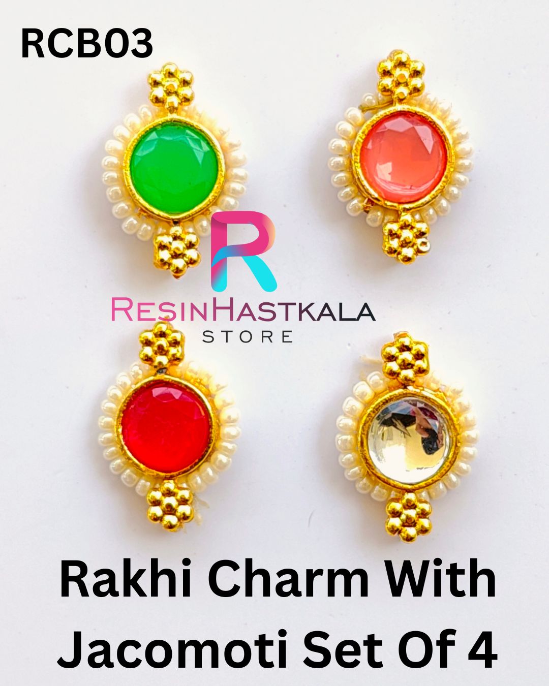 Rakhi Charm With Jacomoti Set Of 4 (RCB03)