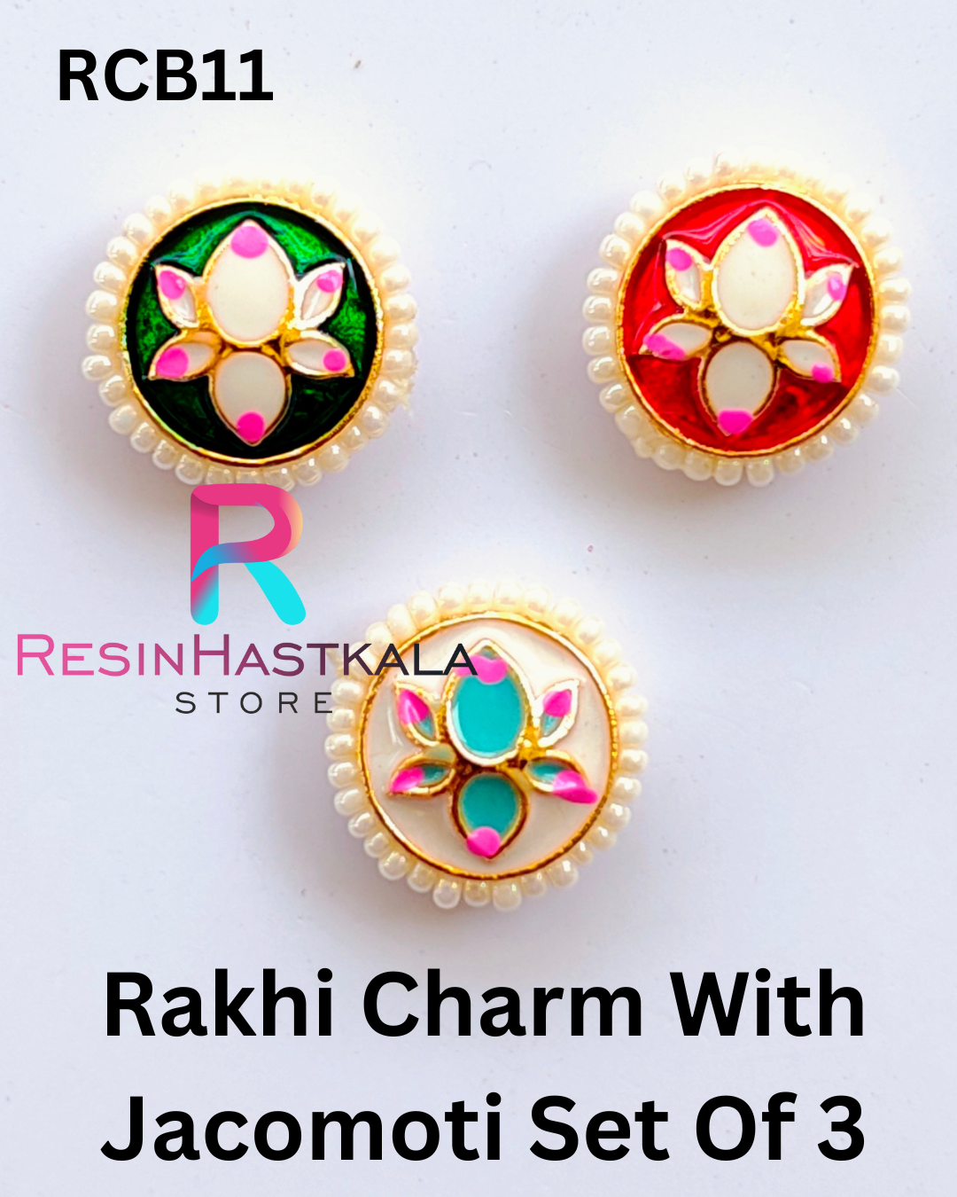 Rakhi Charm With Jacomoti Set Of 3 (RCB11)