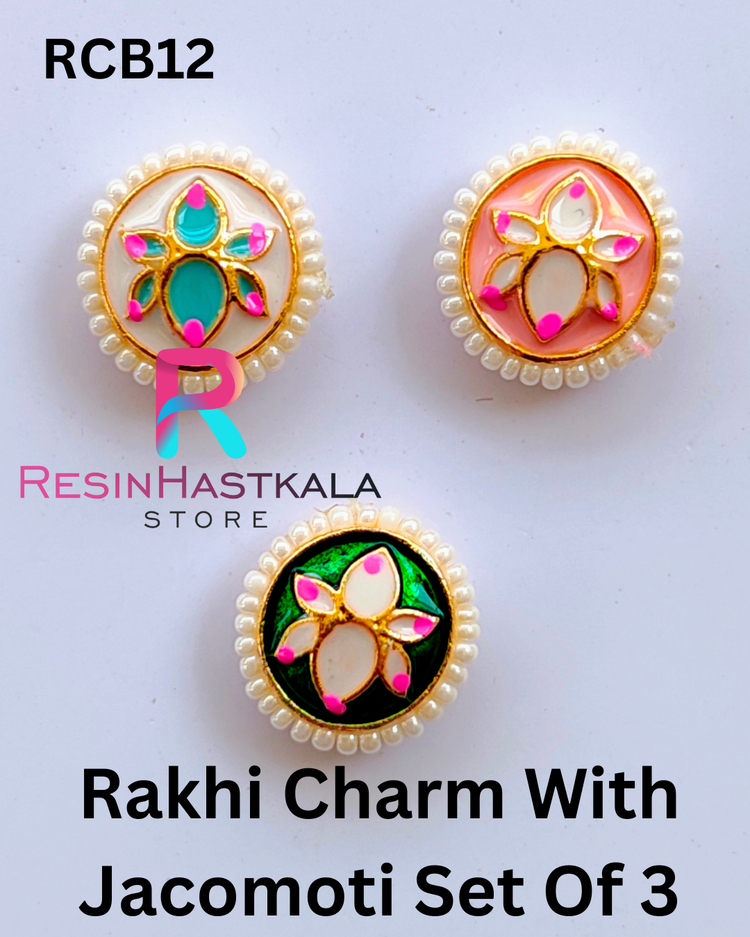 Rakhi Charm With Jacomoti Set Of 3 (RCB12)