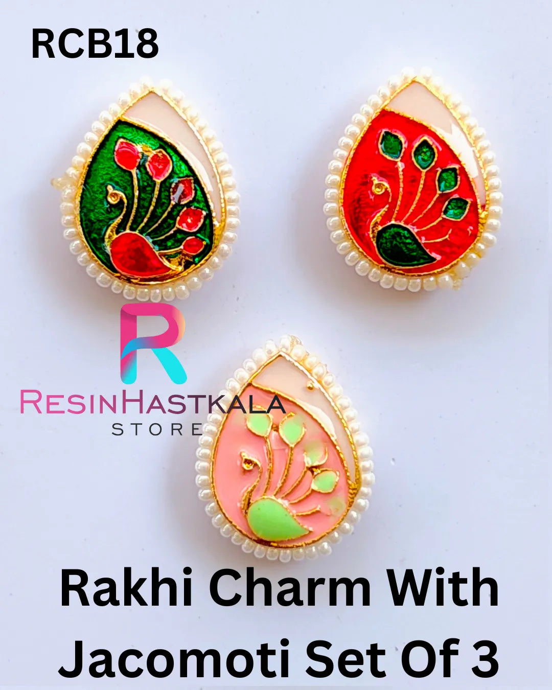 Rakhi Charm With Jacomoti Set Of 3 (RCB18)