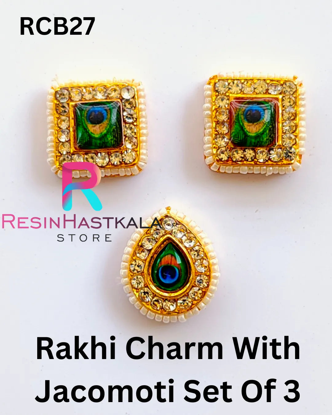 Rakhi Charm With Jacomoti Set Of 3 (RCB27)