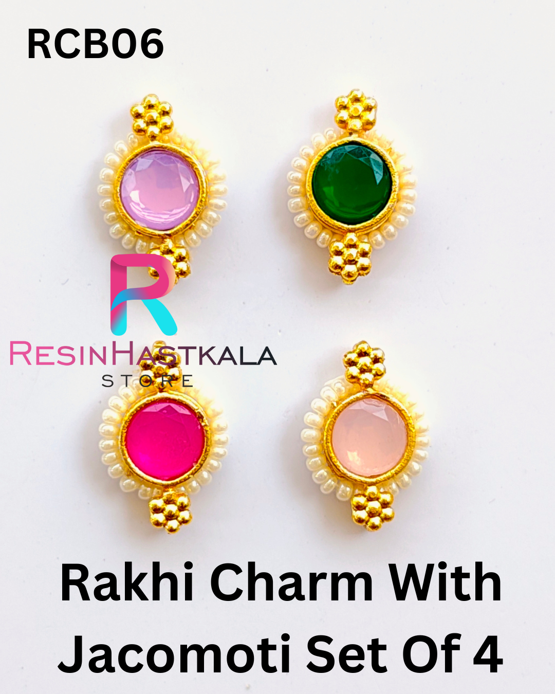 Rakhi Charm With Jacomoti Set Of 4 (RCB06)