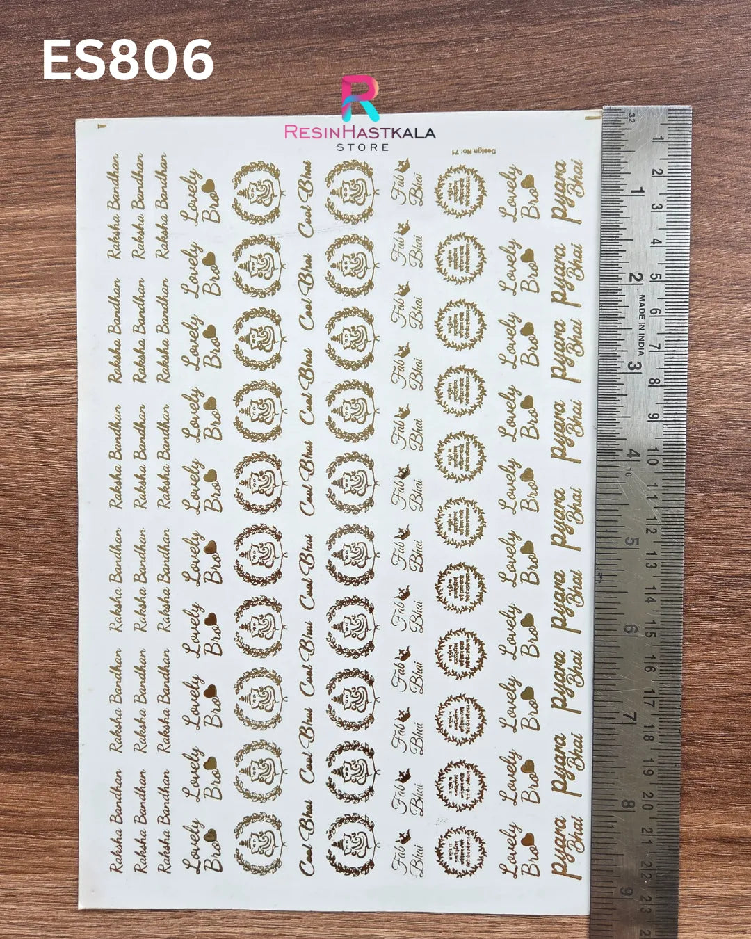 Rakhi & Bracelet Golden Embossed Sticker – A5 Size (ES806)