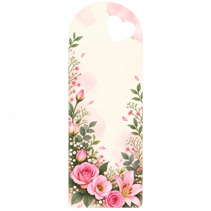 Rose & Lily Garden Printed Flower Card with Heart Cutout – 30 × 11 cm Approx.