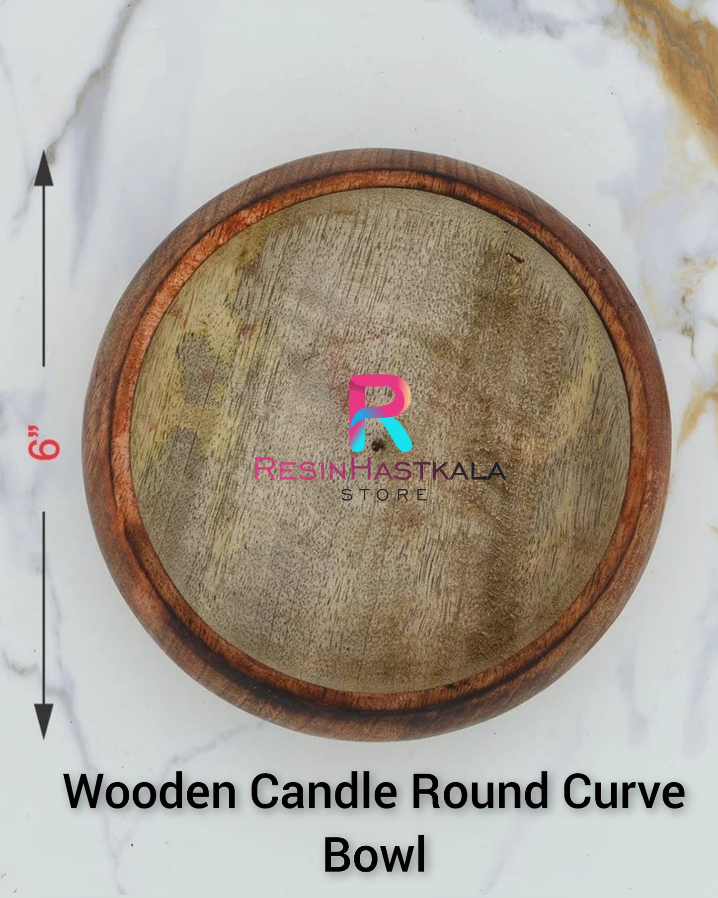 Round Curve Wooden Candle Bowl