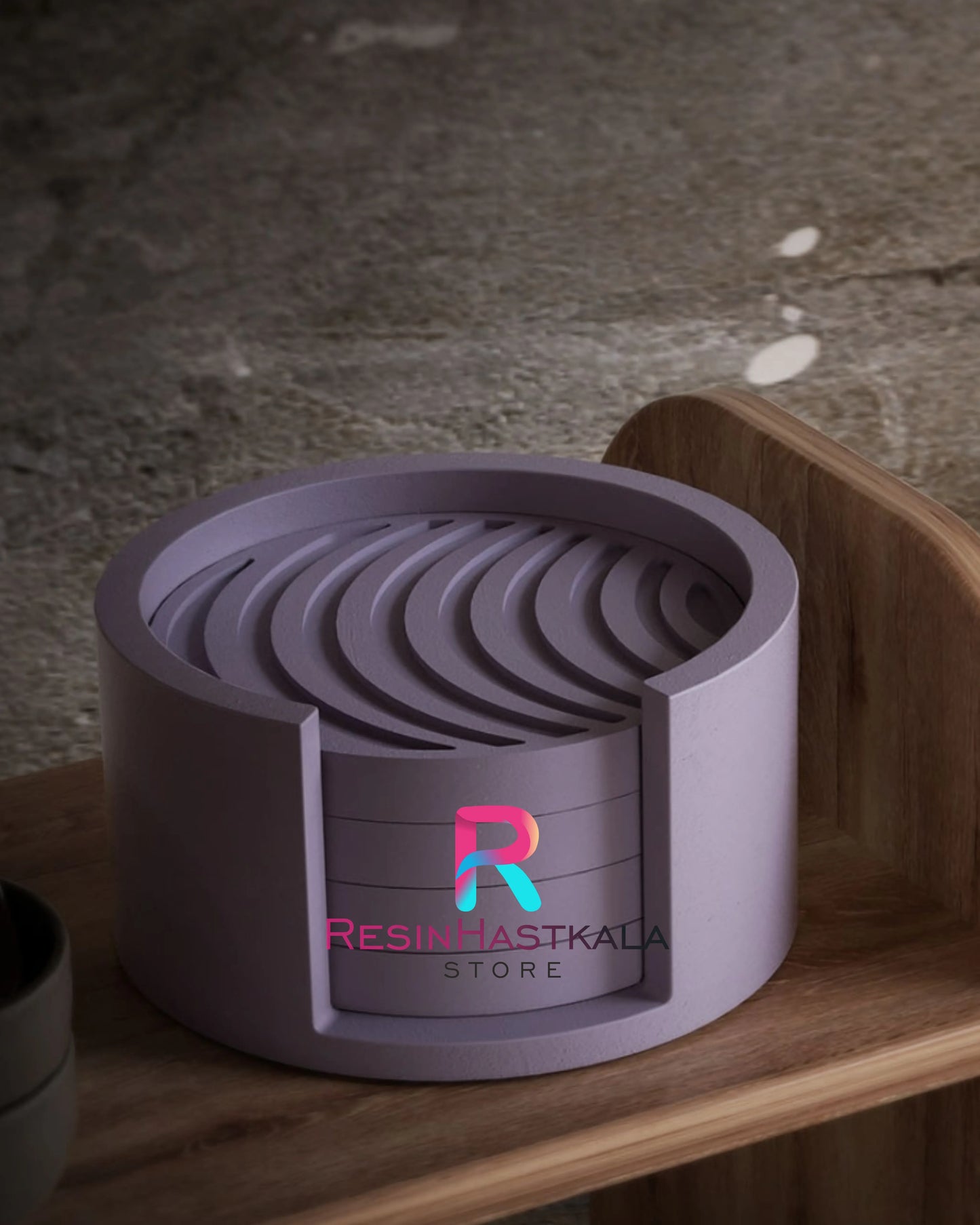 Round Stripped 4 Coaster Mould With Stand