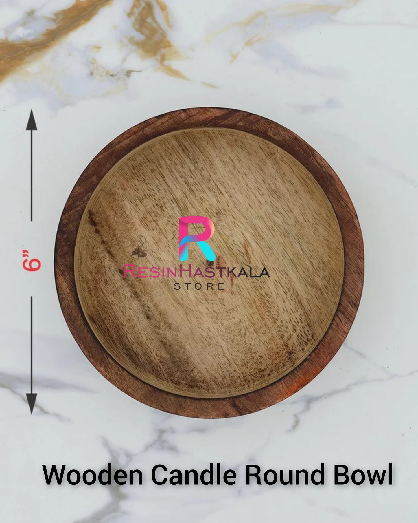 Round Wooden Candle Bowl