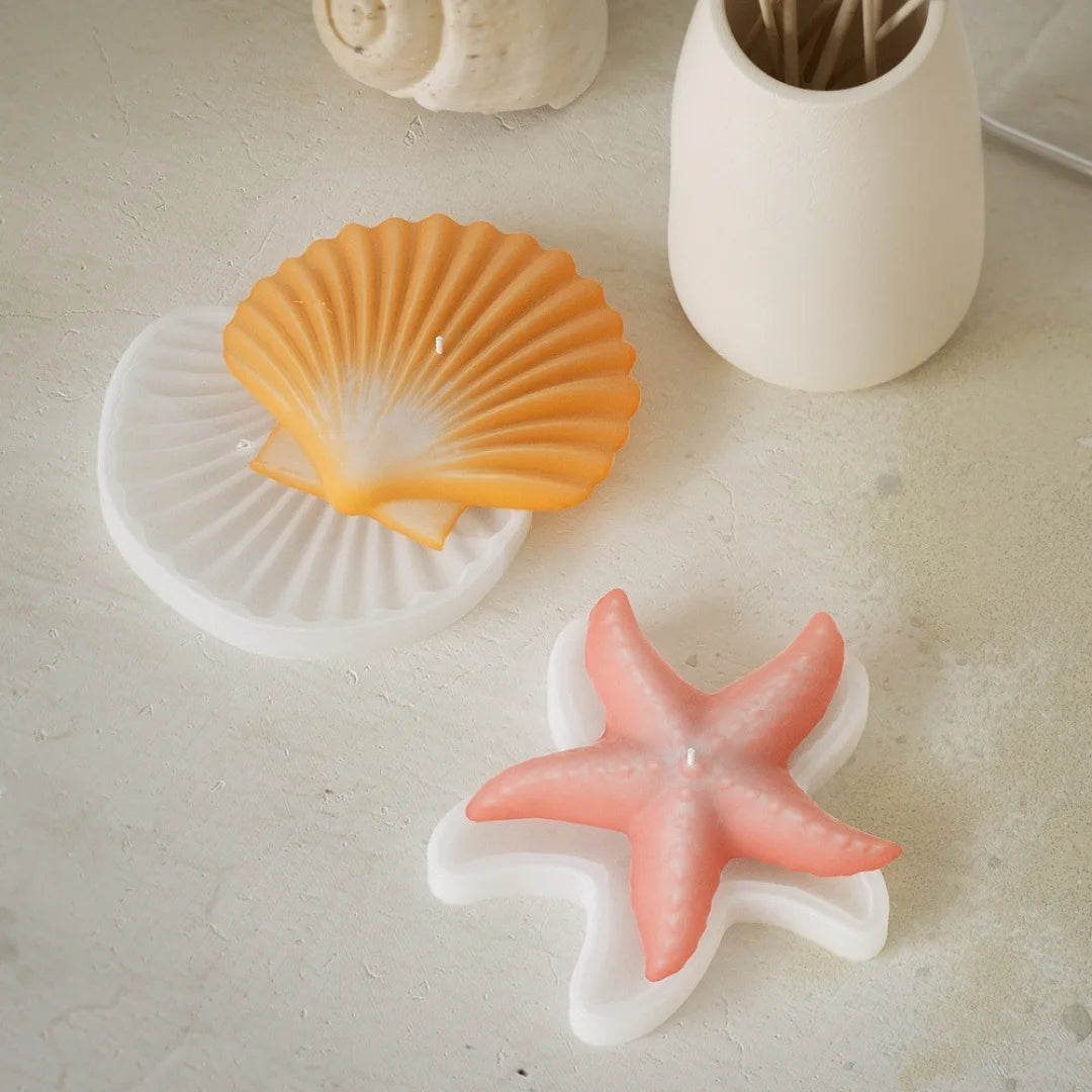 Sea Pearl Shell Candle Mould & Tray for Resin and Terra