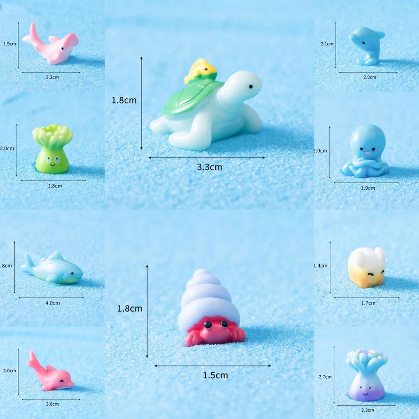Set Of 10 Ocean Theme Decoration Miniatures