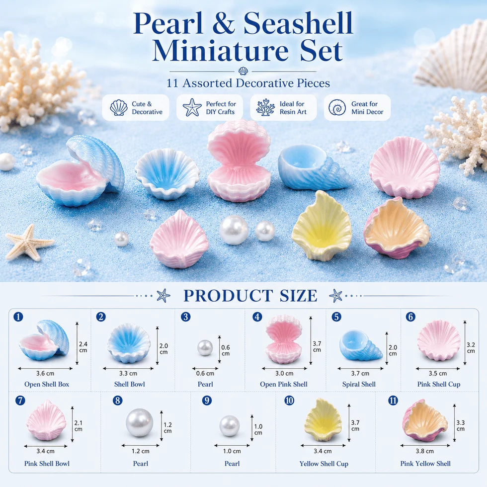 Set Of 11 Pearl & Seashell Miniature Set