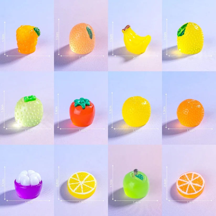 Set Of 12 Mini Fruit Miniatures