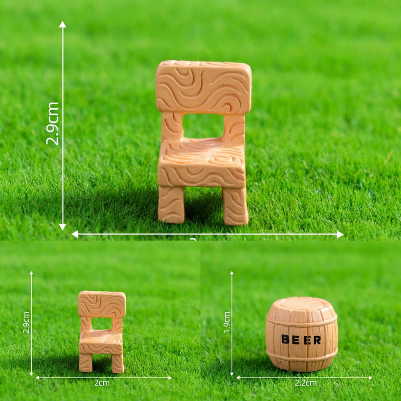 Set Of 3 Chair & Table Miniature
