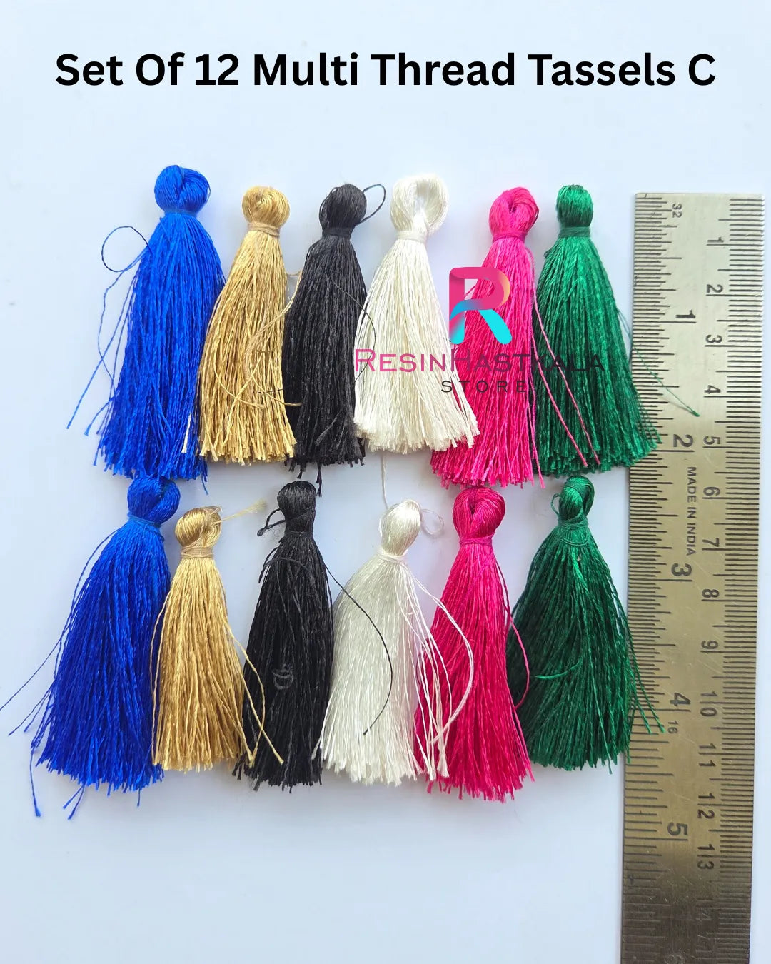 Set Of 12 Multi Thread Tassels C