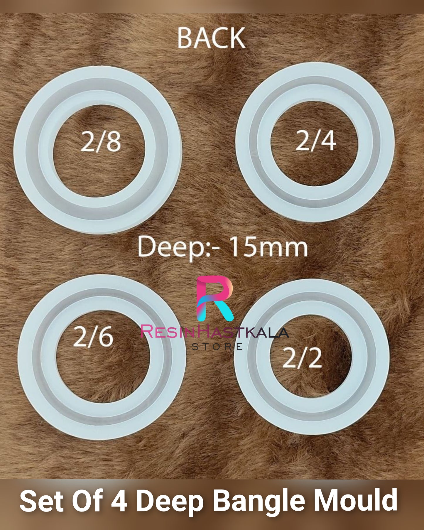 Set Of 4 Deep Bangle Mould (15 MM Thickness)