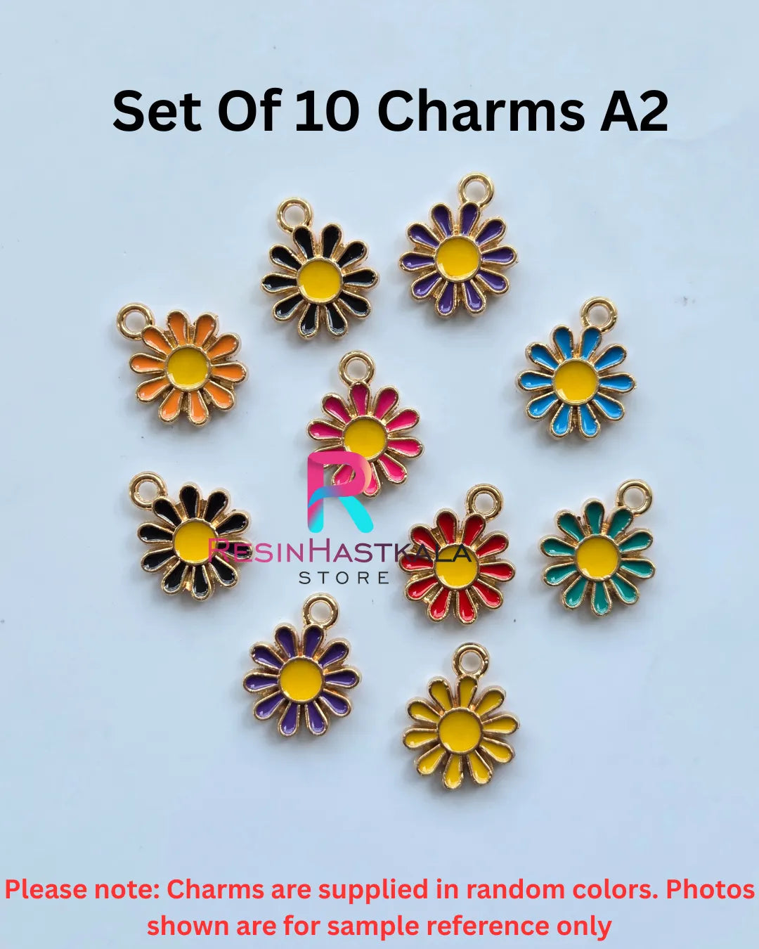 Set of 10 Charms – A2 Flower Design