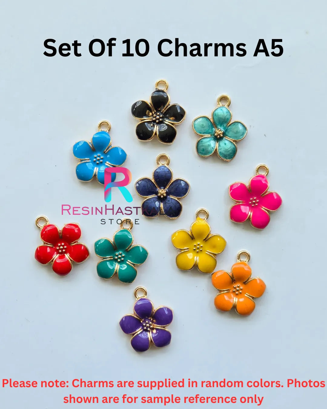 Set of 10 Charms – A5 Flower Design
