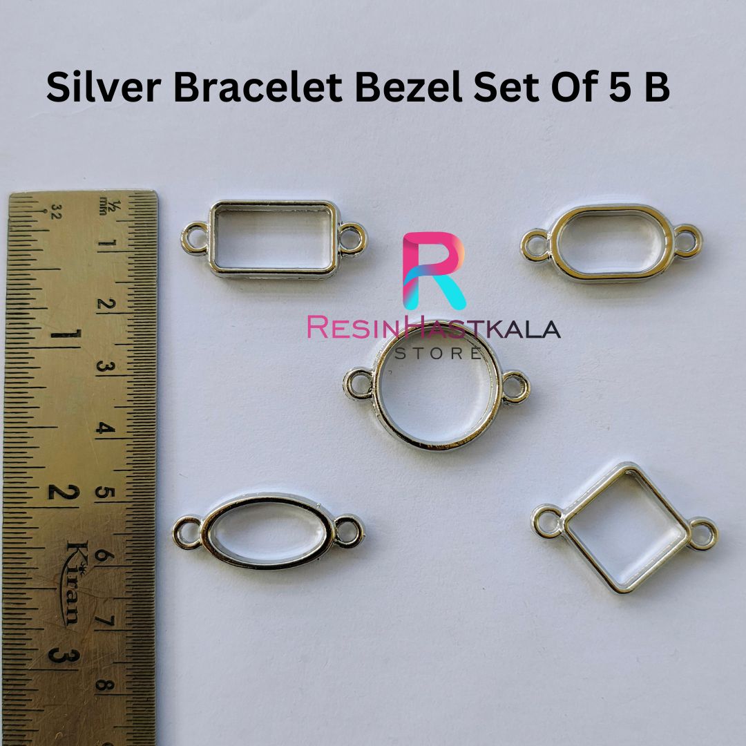 Silver Bracelet Bezel Set Of 5 B