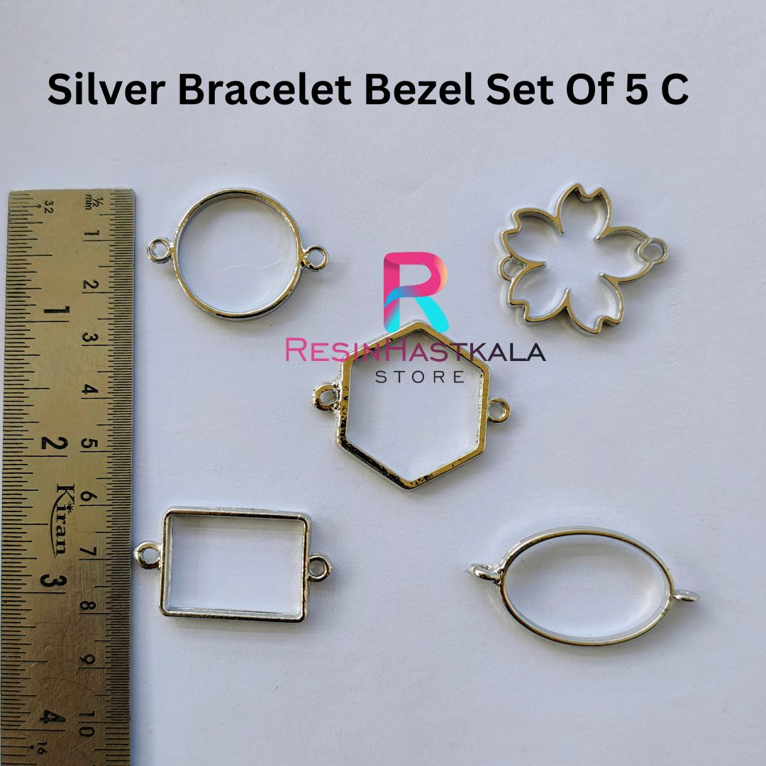 Silver Bracelet Bezel Set Of 5 C