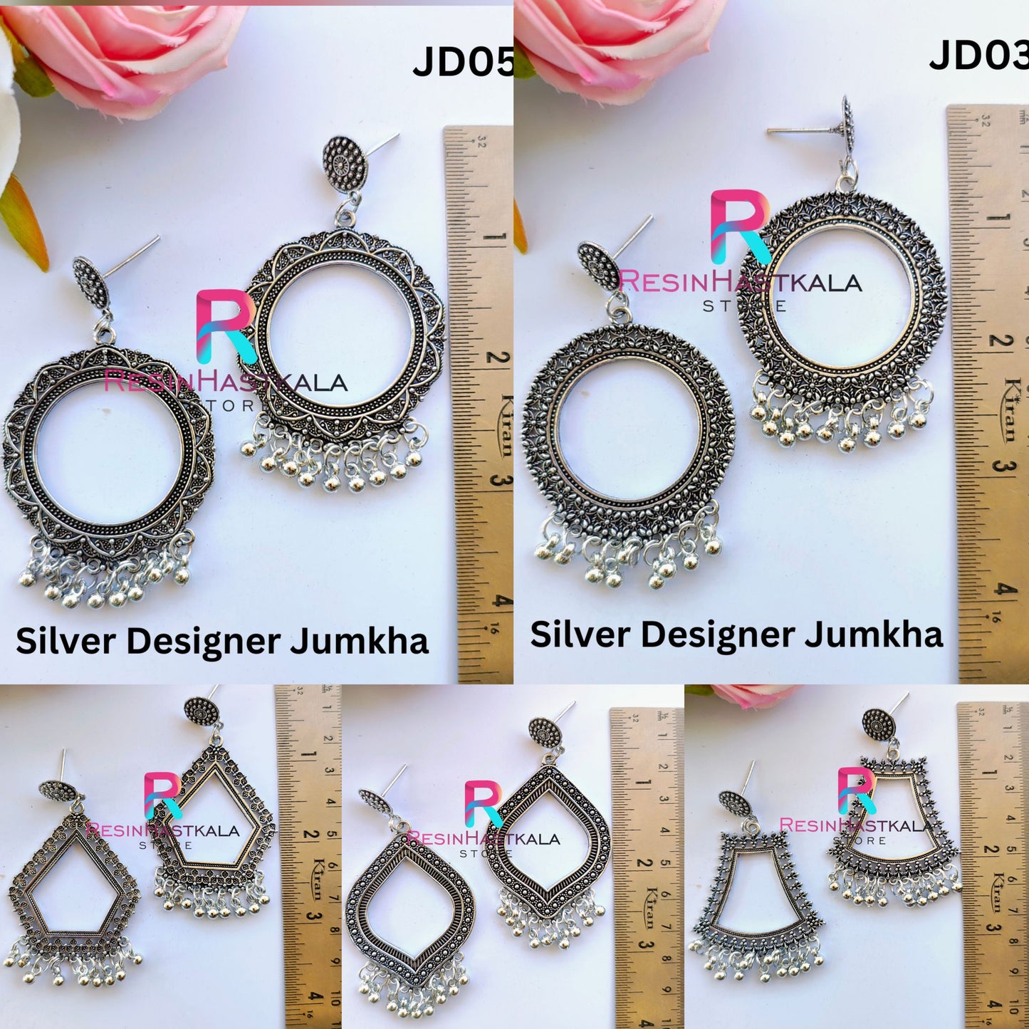 All 5 Silver Designer Earring Bezel/Jumkha (60 Rs Each)